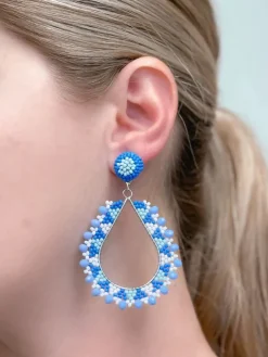 Geometric Teardrop Beaded Dangle Earrings