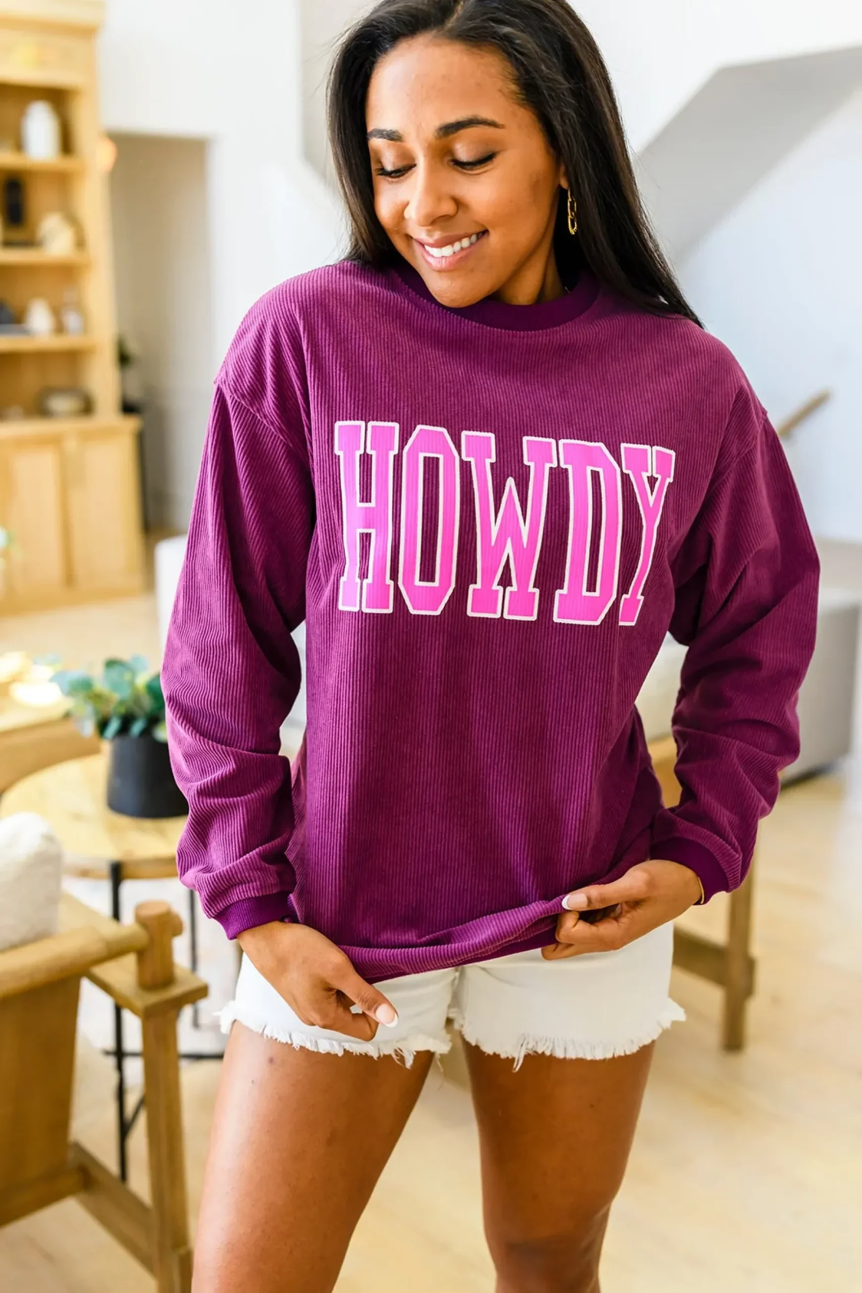 Get 'Em Cowgirl Corded Sweatshirt