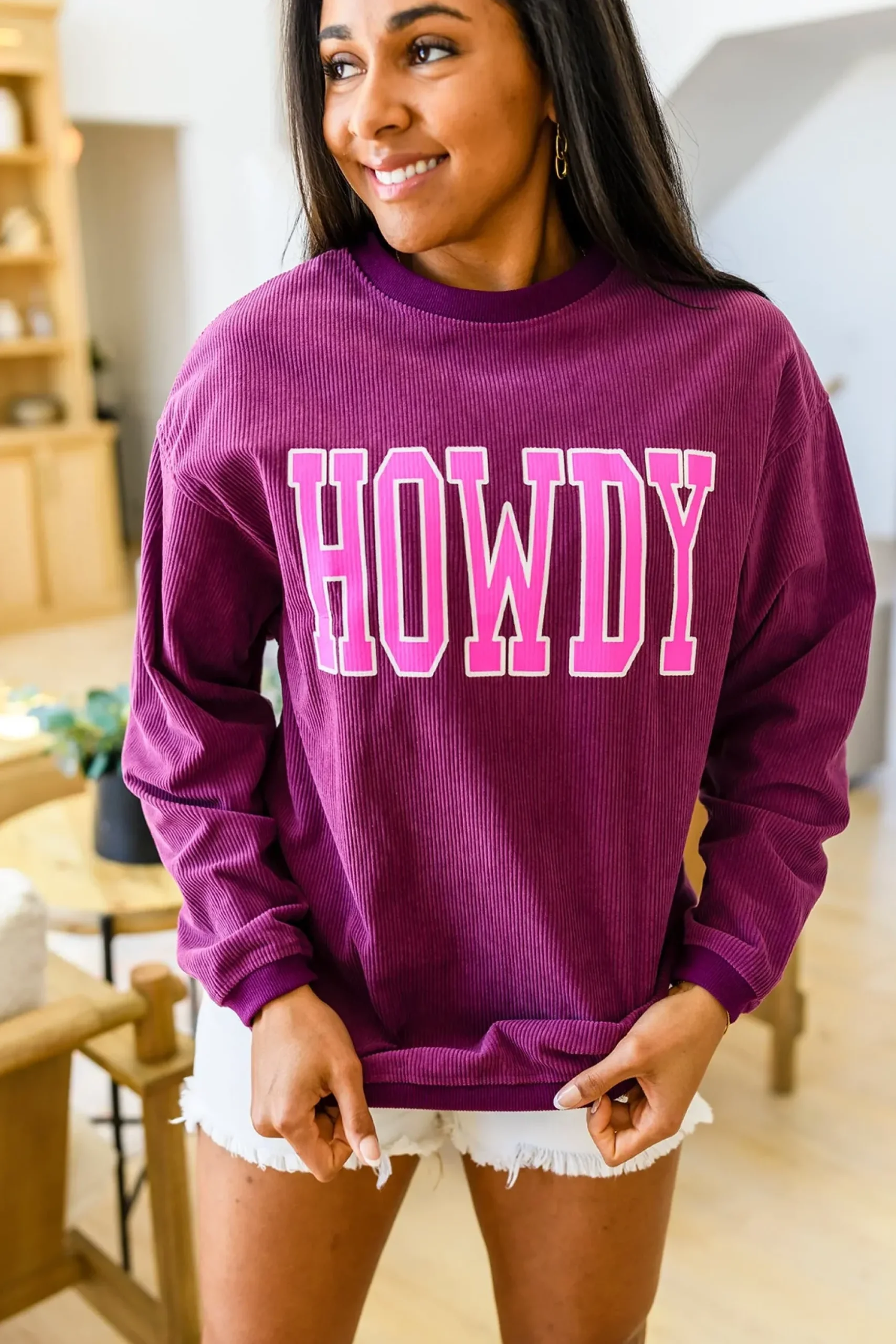 Get 'Em Cowgirl Corded Sweatshirt