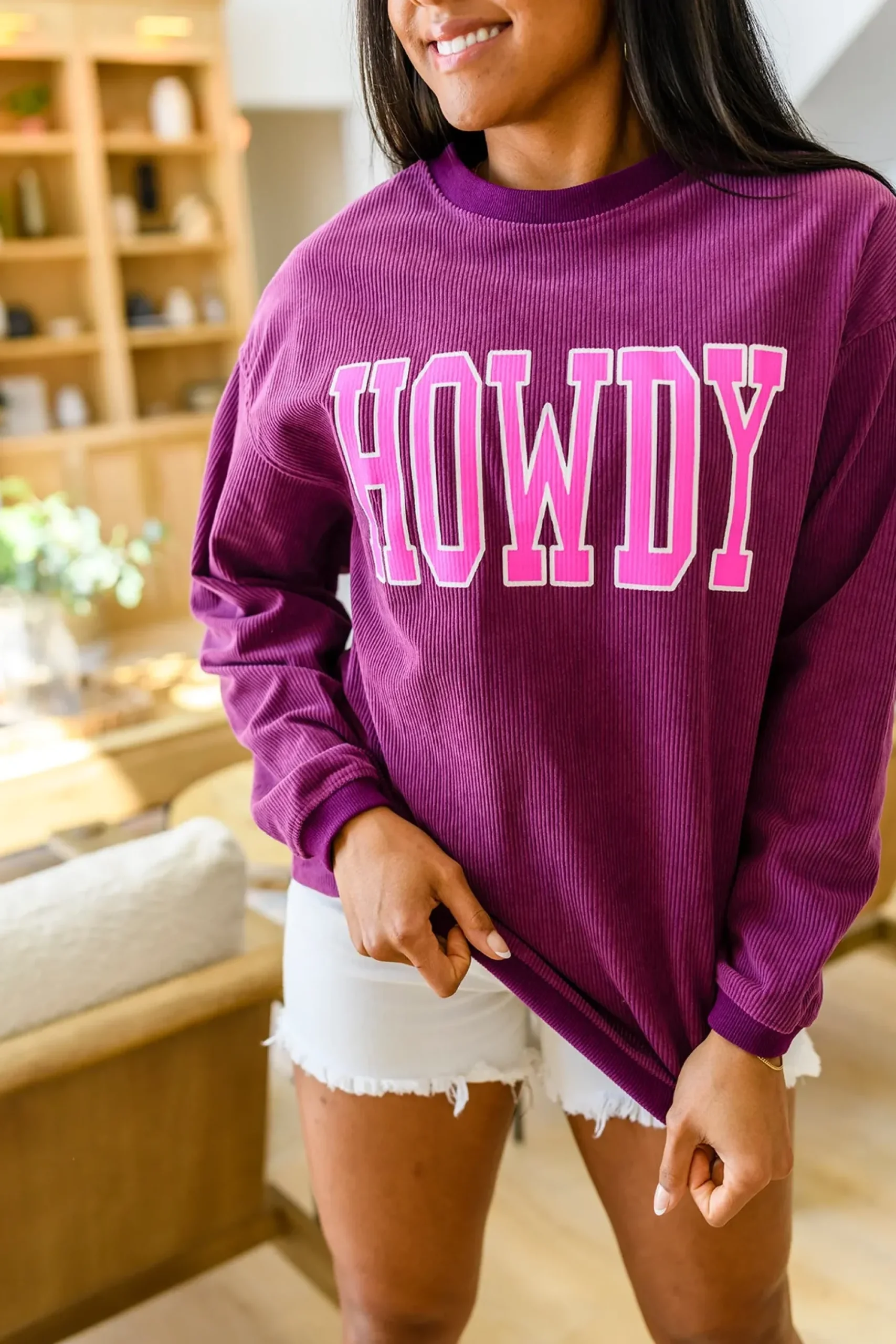 Get 'Em Cowgirl Corded Sweatshirt