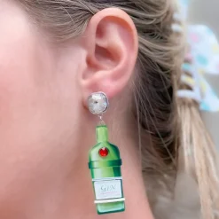 Gin Bottle Crystal Dangle Earrings