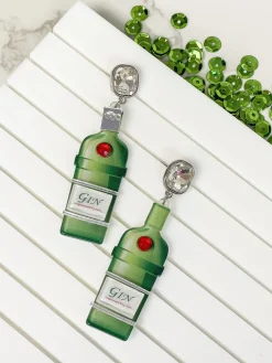 Gin Bottle Crystal Dangle Earrings
