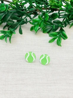 Glitter Acrylic Sports Stud Earrings - Tennis