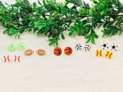 Glitter Acrylic Sports Stud Earrings - Soccer