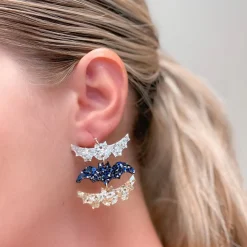 Glitter Bat Trio Dangle Earrings - Dark