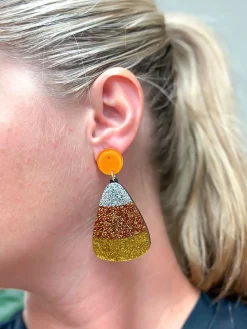 Glitter Candy Corn Dangle Earrings