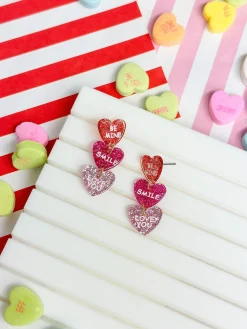 Glitter Conversation Heart Dangle Earrings
