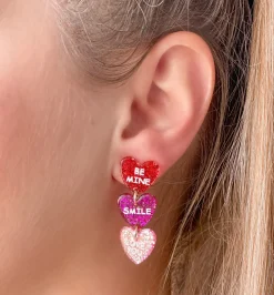 Glitter Conversation Heart Dangle Earrings