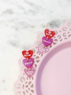 Glitter Conversation Heart Dangle Earrings
