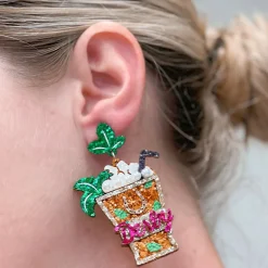 Glitter Derby Mint Julep Dangle Earrings