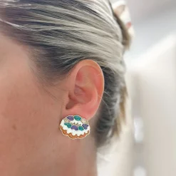 Glitter Enamel King Cake Stud Earrings