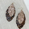 Glitter Leopard Feather Dangle Earrings