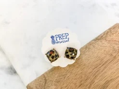 Glitter Leopard Stud Earrings