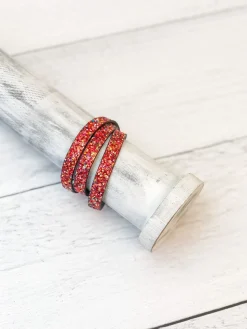 Glitter Magnetic Wrap Bracelet - Red