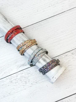Glitter Magnetic Wrap Bracelet - Red