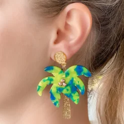 Glitter Palm Tree Dangle Earrings