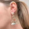Glitter Sand Castle & Shell Drop Earrings