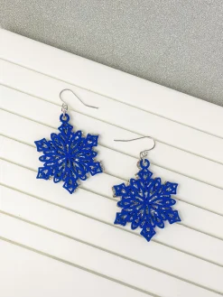 Glitter Snowflake Dangle Earrings