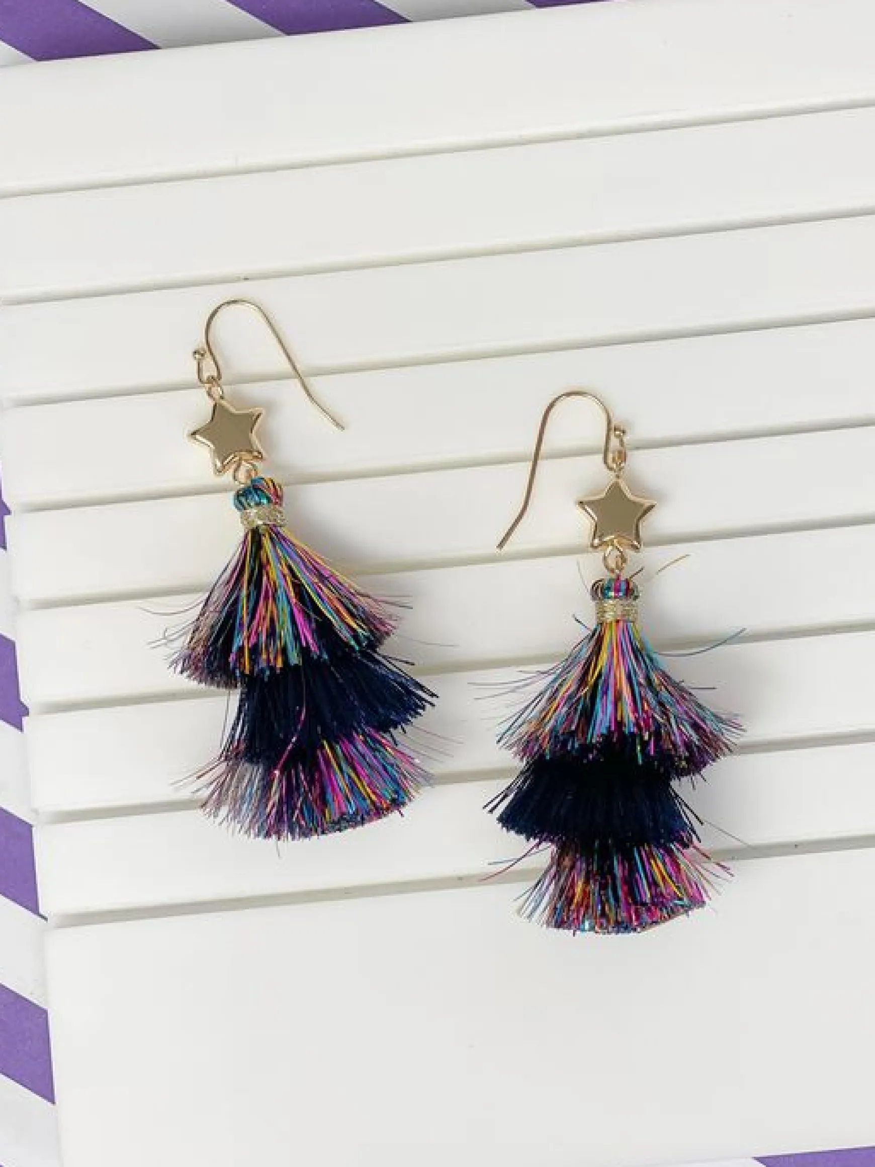 Glitter Tassel Star Dangle Earrings
