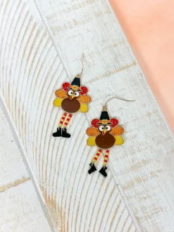 Glitter Turkey Dangle Earrings