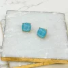 Glittery Glass Crystal Stud Earrings - Blue