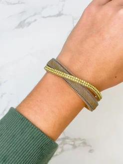 Glitzy Citrine & Textured Magnetic Bracelet