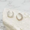 Glitzy Cubic Zirconia Hoop Earrings - Gold