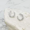Glitzy Cubic Zirconia Hoop Earrings - Silver