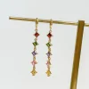 Glitzy Diamond Drop Chain Earrings - Multi