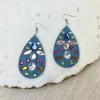 Glitzy Jewel Denim Dangle Earrings