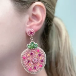 Glitzy Jewel Strawberry Beaded Dangle Earrings