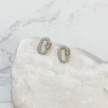Glitzy Locked Link Earrings - Grey