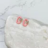 Glitzy Locked Link Earrings - Pink