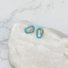 Glitzy Locked Link Earrings - Blue