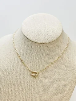 Glitzy Locked Link Pendant Necklace - Grey