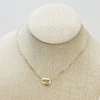 Glitzy Locked Link Pendant Necklace - White
