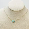 Glitzy Locked Link Pendant Necklace - Blue