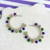 Glitzy Mardi Gras Hoop Earrings
