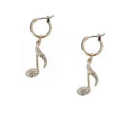 Glitzy Note Music Huggie Hoop Dangle Earrings
