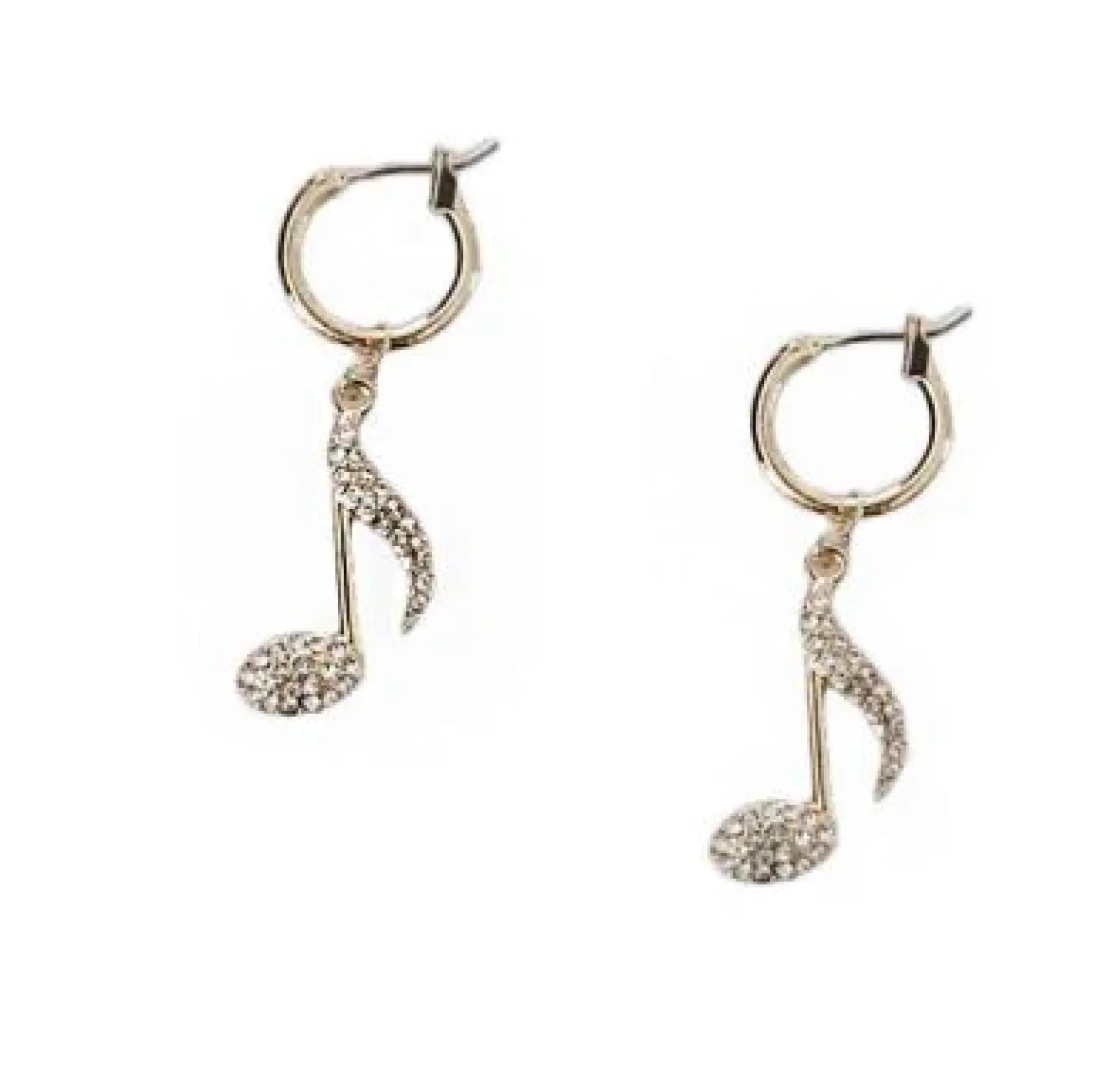 Glitzy Note Music Huggie Hoop Dangle Earrings