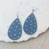 Glitzy Rhinestone Denim Dangle Earrings