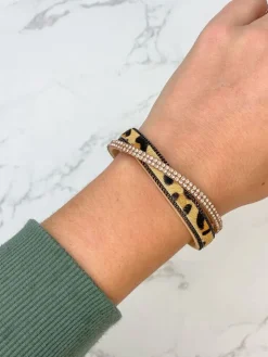 Glitzy Rose & Leopard Magnetic Bracelet