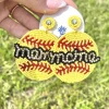 Glitzy Softball Mama Beaded Dangle Earrings