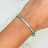 Glitzy Stainless Steel Hinge Bangle Bracelet - Silver