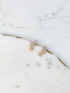 Glitzy Star Trio Drop Studs - Gold