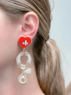 Glitzy Stethoscope Beaded Dangle Earrings