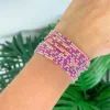 Glitzy Stretch Bracelet Stack - Pink