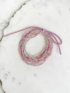 Glitzy Stretch Bracelet Stack - Pink