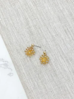 Glitzy Sunburst Drop Earrings - Gold