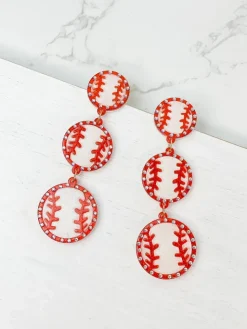 Glitzy Tiered Baseball Earrings